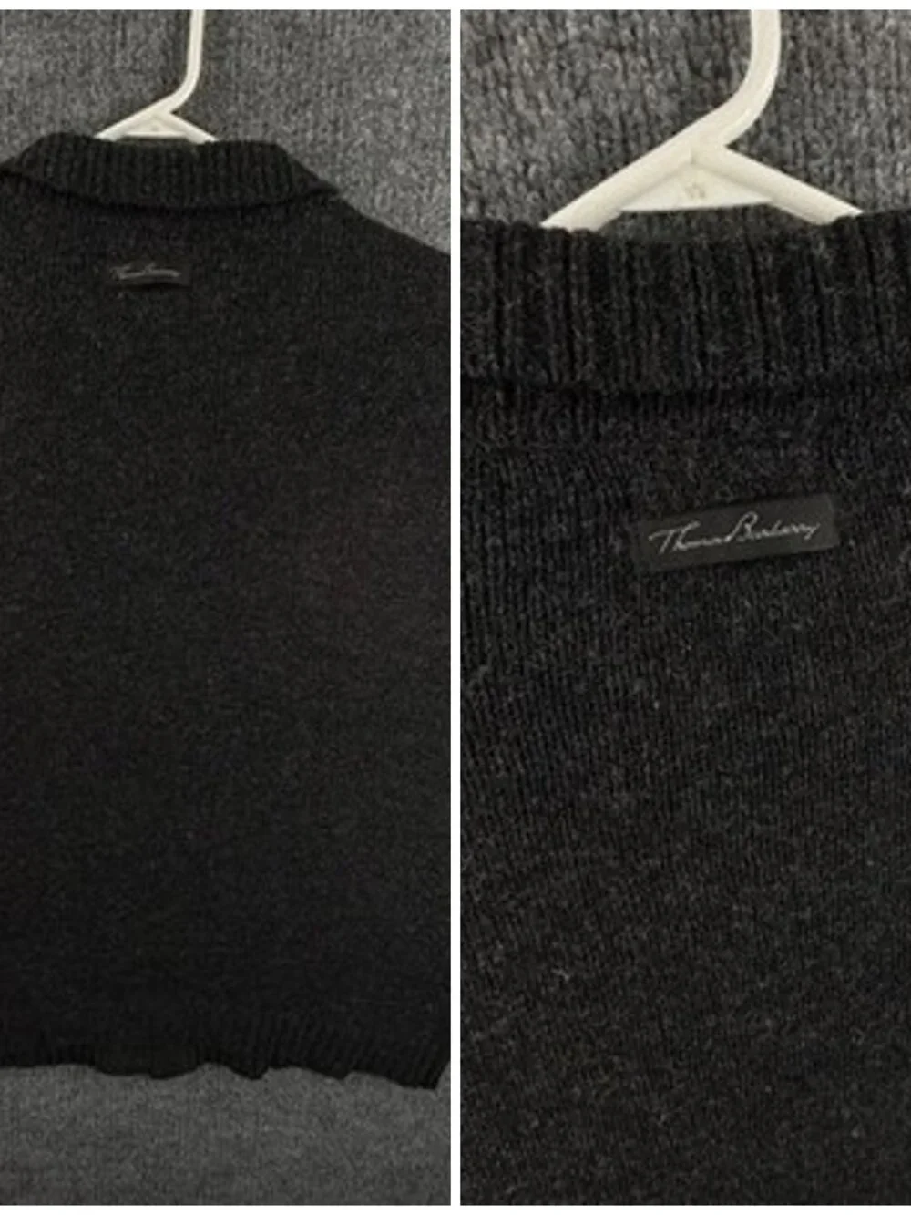 Thomas Burberry Shetland Wool Collared Long Sleeve Dark Gray Full Zip Logo Men